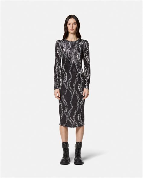 Chain Couture Velvet Midi Dress 